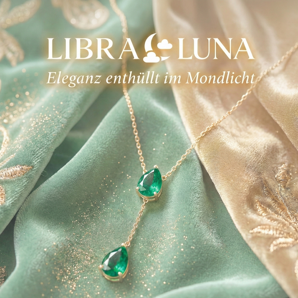 Selune verstellbare Y-Kette lang vergoldet 925 Sterling Silber Halskette Damen mit grünen Tropfsteinen