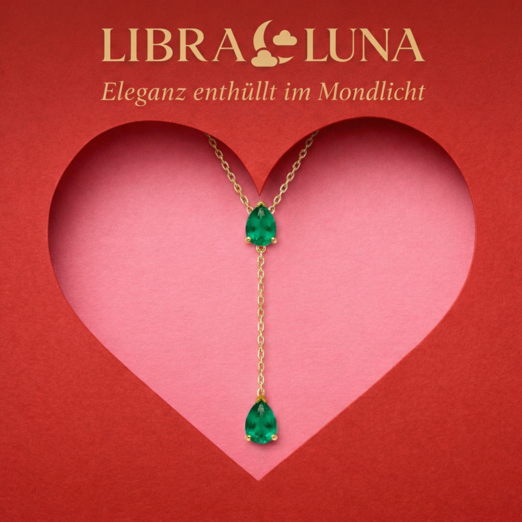 Selune verstellbare Y-Kette lang vergoldet 925 Sterling Silber Halskette Damen mit grünen Tropfsteinen