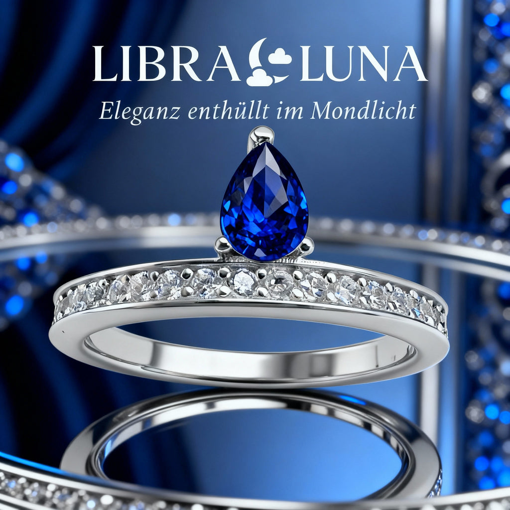 Aurora Damen Ring 925 Sterling Silber vergoldet mit Stein in Tropfenform in verschiedenen Farben