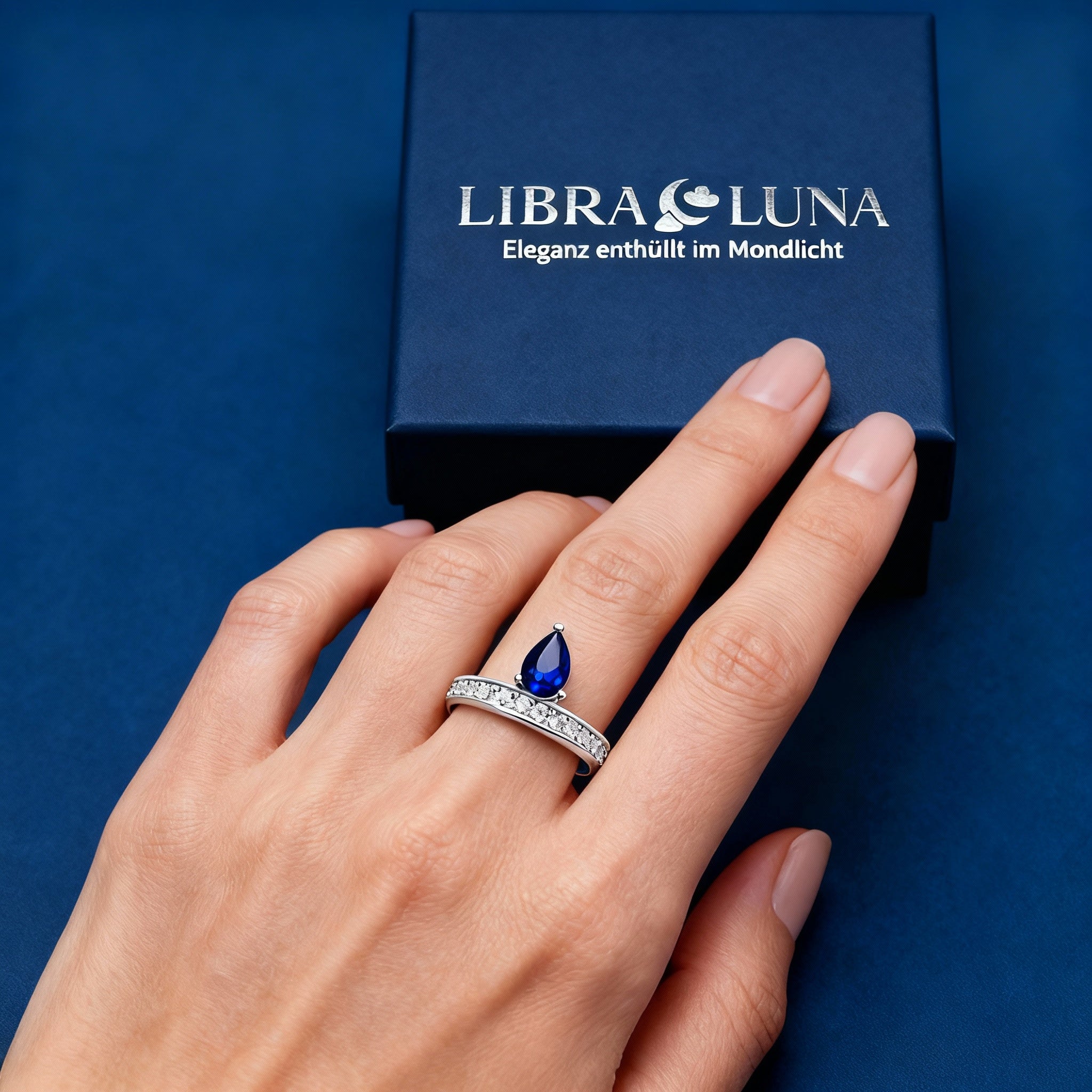 Aurora Damen Ring 925 Sterling Silber vergoldet mit Stein in Tropfenform in verschiedenen Farben