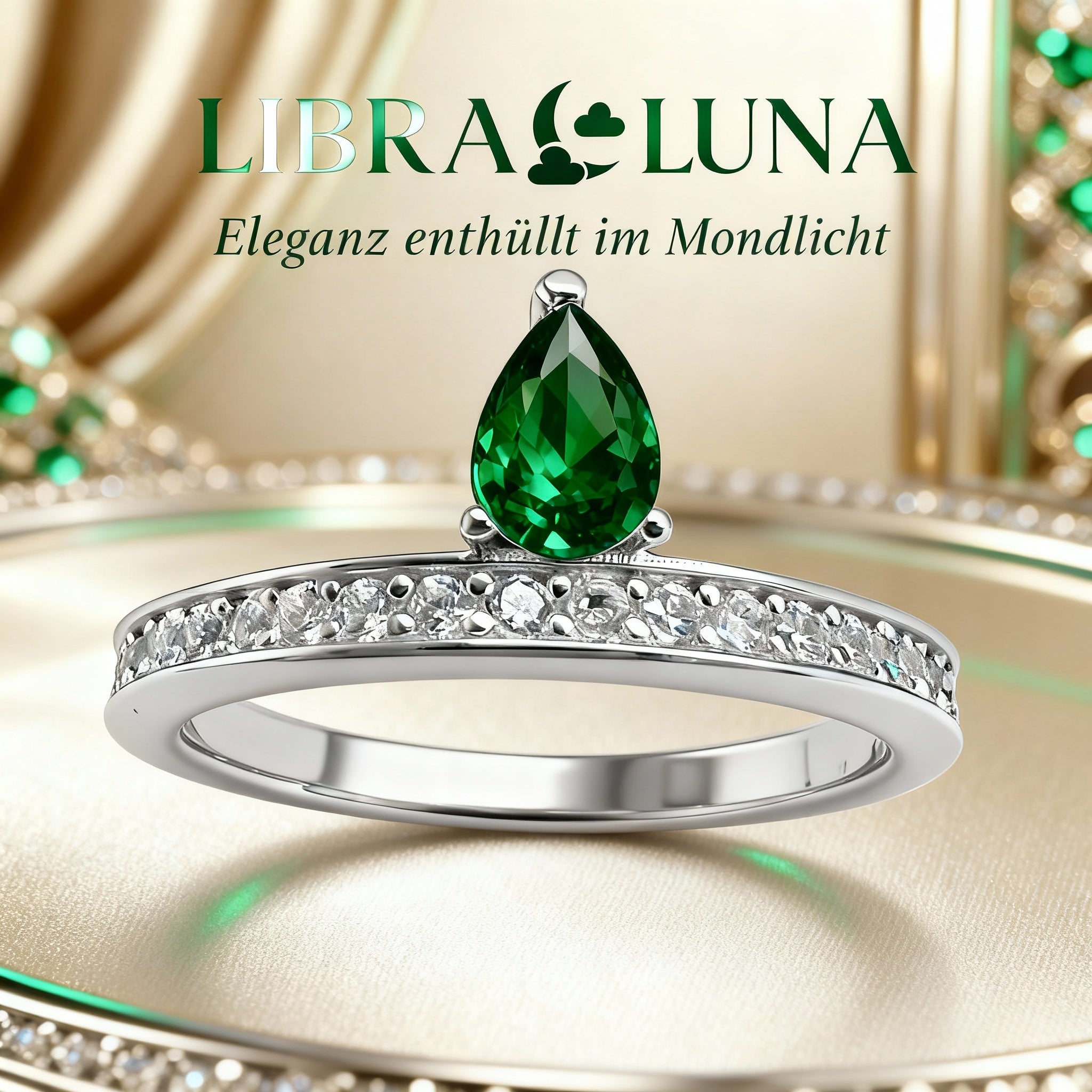 Aurora Damen Ring 925 Sterling Silber vergoldet mit Stein in Tropfenform in verschiedenen Farben