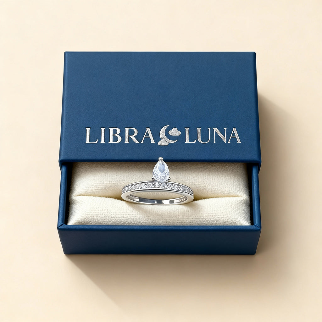 Aurora Damen Ring 925 Sterling Silber vergoldet mit Stein in Tropfenform in verschiedenen Farben