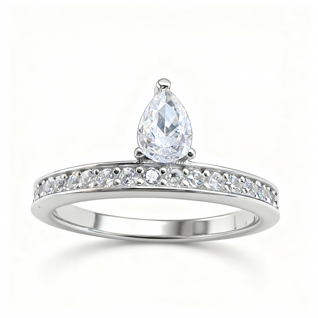 Aurora Damen Ring 925 Sterling Silber vergoldet mit Stein in Tropfenform in verschiedenen Farben