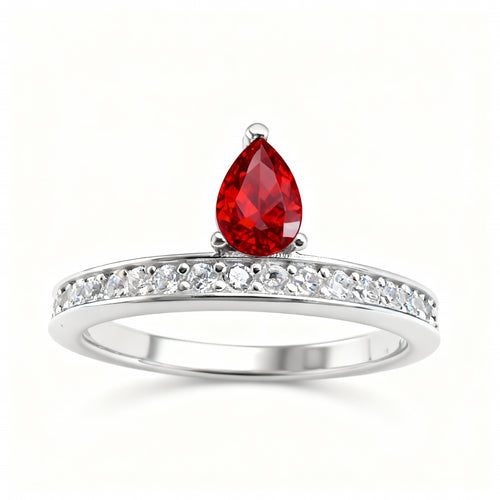 Aurora Damen Ring 925 Sterling Silber vergoldet mit Stein in Tropfenform in verschiedenen Farben