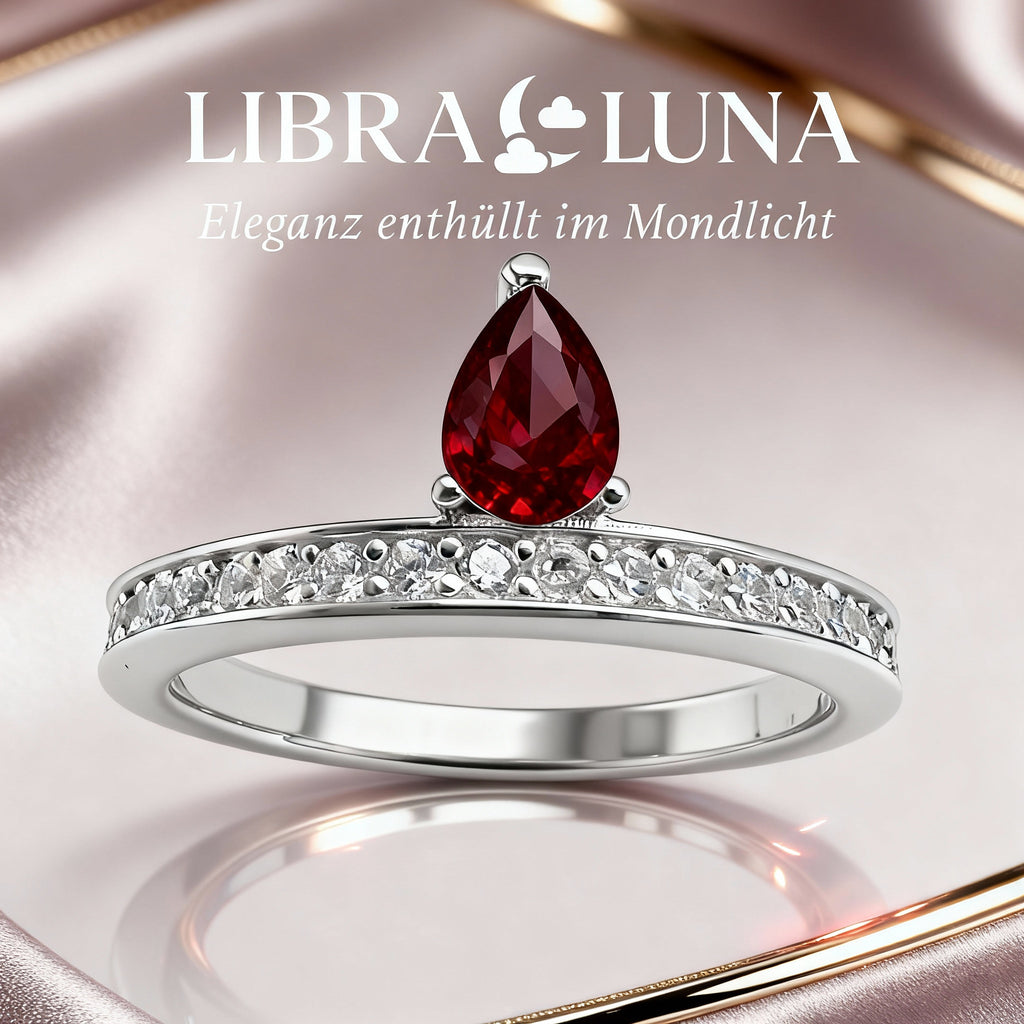 Aurora Damen Ring 925 Sterling Silber vergoldet mit Stein in Tropfenform in verschiedenen Farben