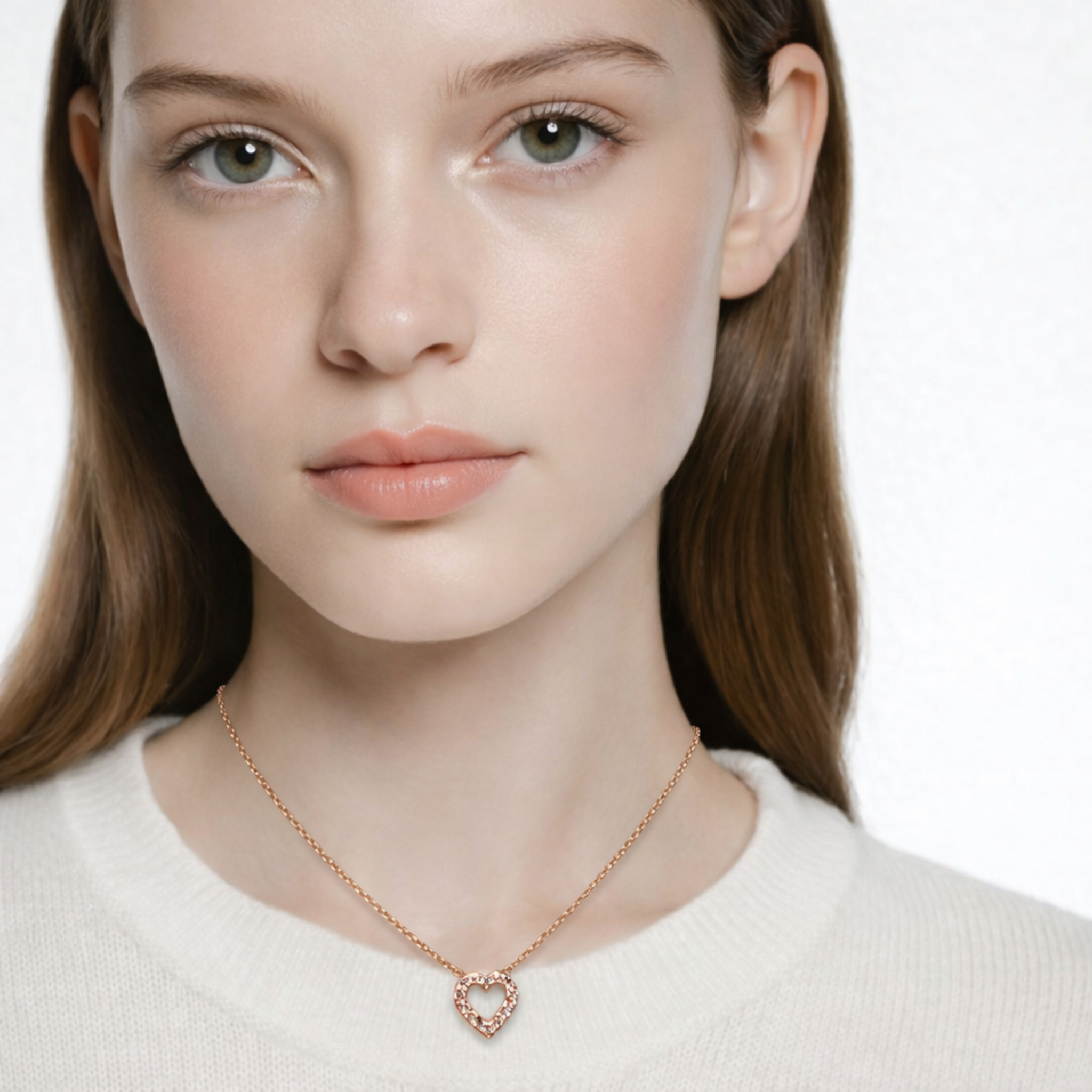 Velora Herzkette Kette 925 Sterling Silber Rosegold Gold mit Herz Anhänger (7x7mm)