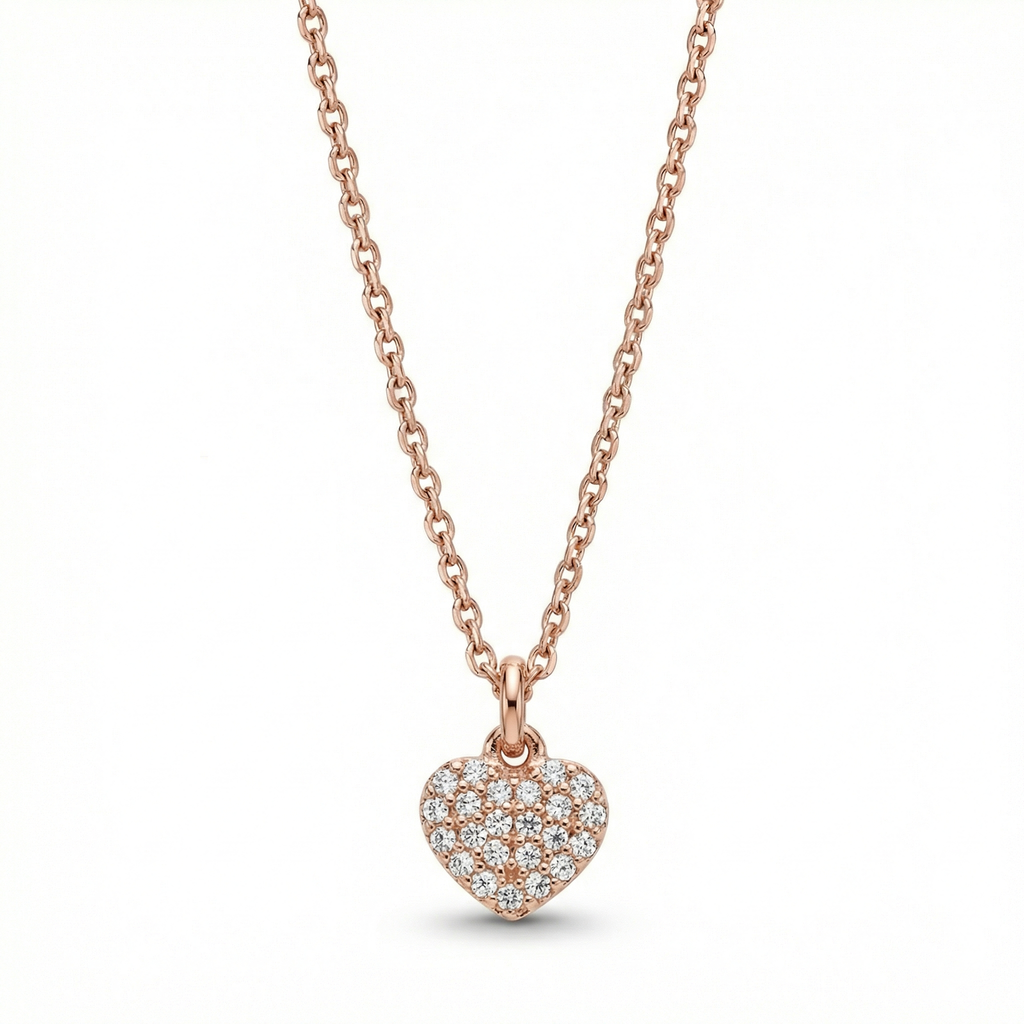 Velora Herzkette Kette 925 Sterling Silber Rosegold Gold mit Herz Anhänger (7x7mm)