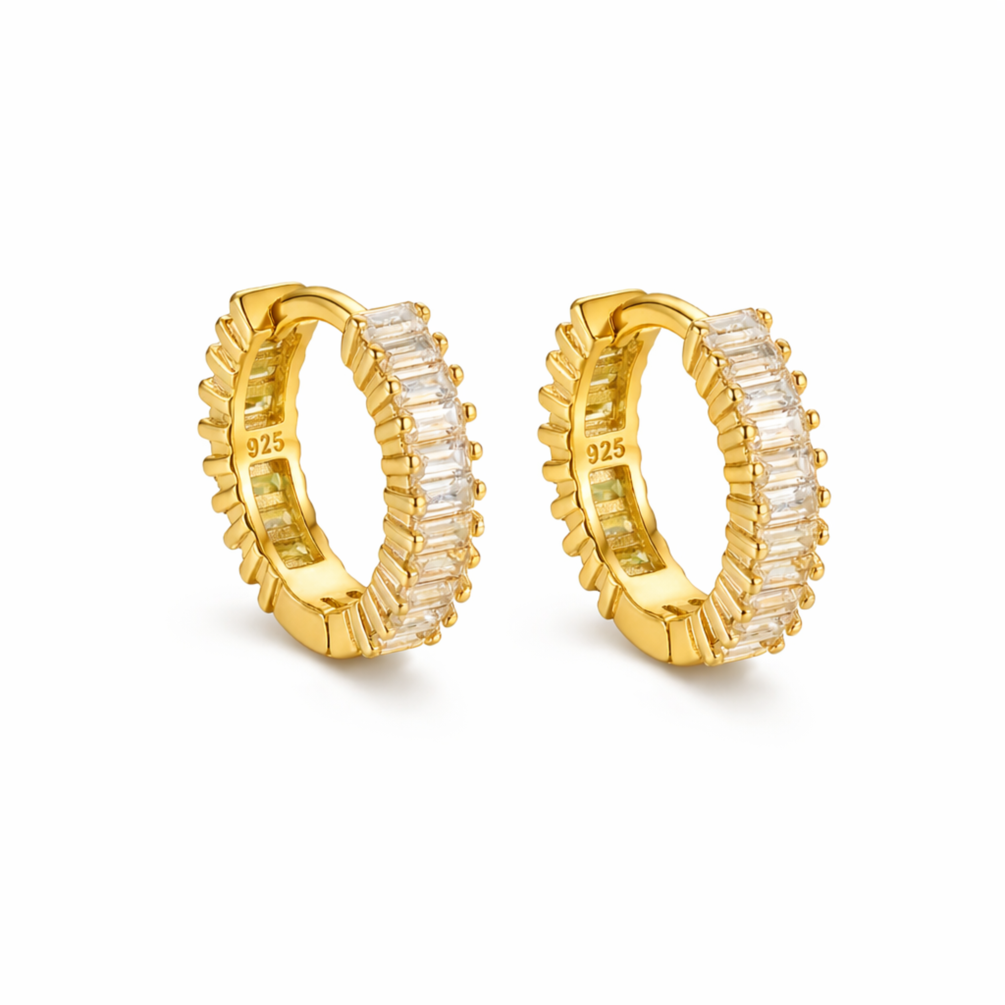 Veluna Creolen Ohrringe 925 Sterling Silber Vergoldet hängend mit Zirkonia Stein