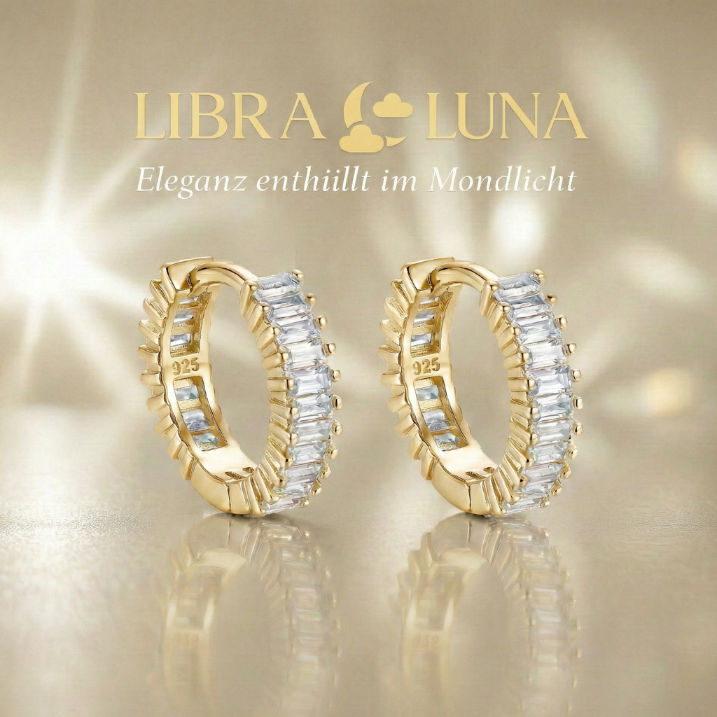 Veluna Creolen Ohrringe 925 Sterling Silber Vergoldet hängend mit Zirkonia Stein