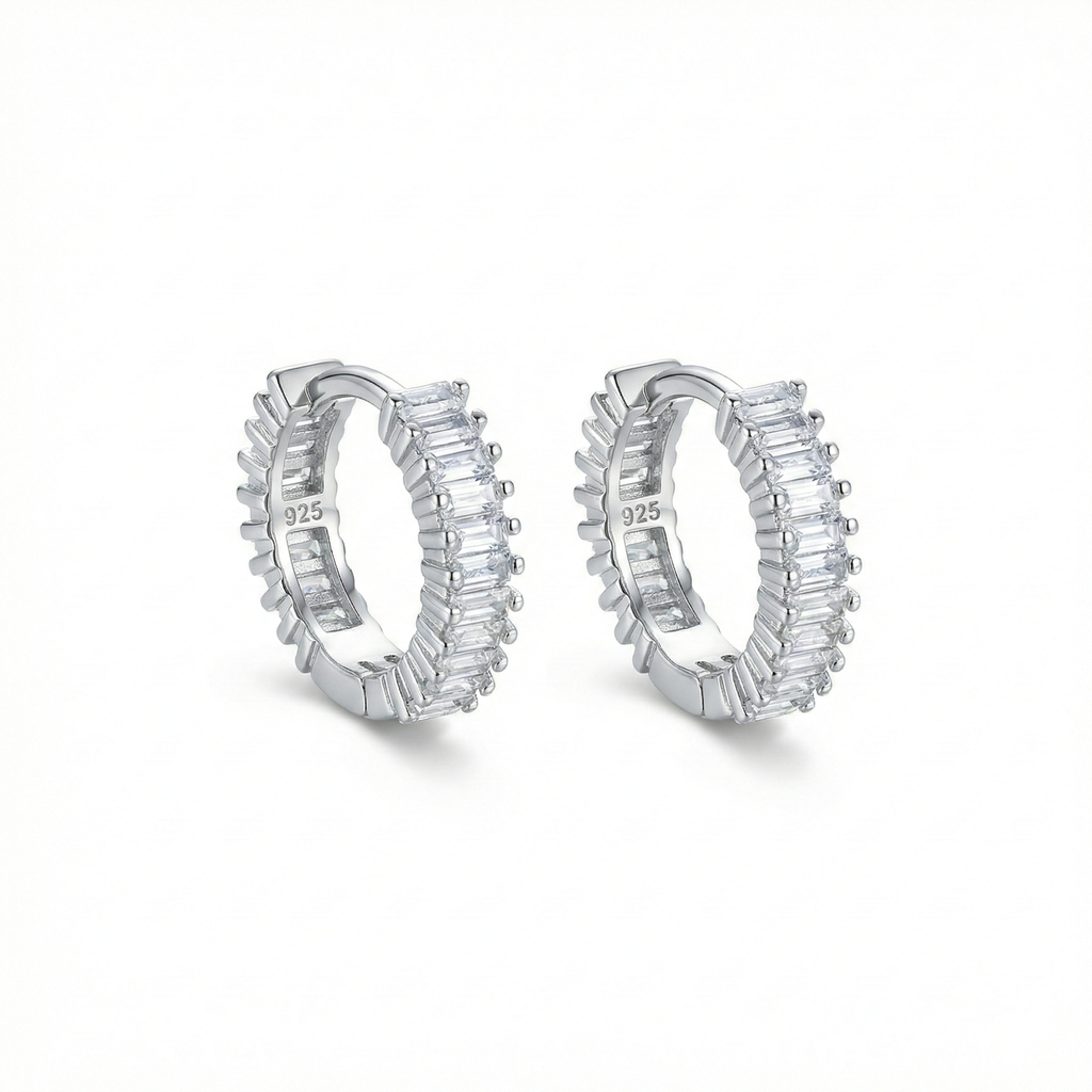Veluna Creolen Ohrringe 925 Sterling Silber Vergoldet hängend mit Zirkonia Stein