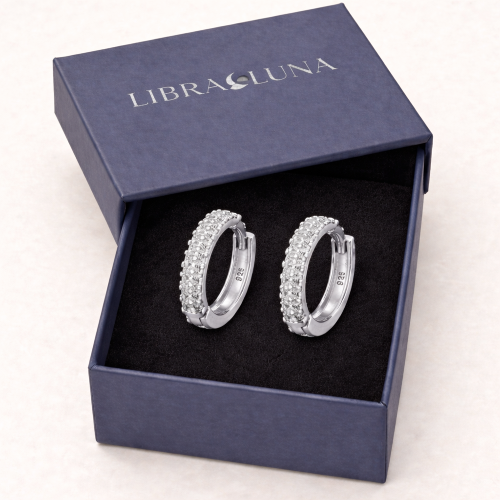 Veluna Creolen Ohrringe 925 Sterling Silber Vergoldet hängend mit Zirkonia Stein